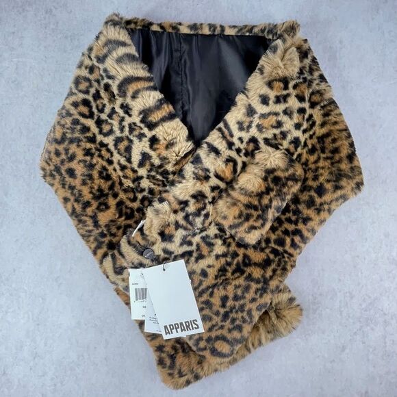 Apparis Jasper Leopard Scarf Womens Fake Fur Animal Print Scarf NEW with TAGS! - Picture 3 of 9